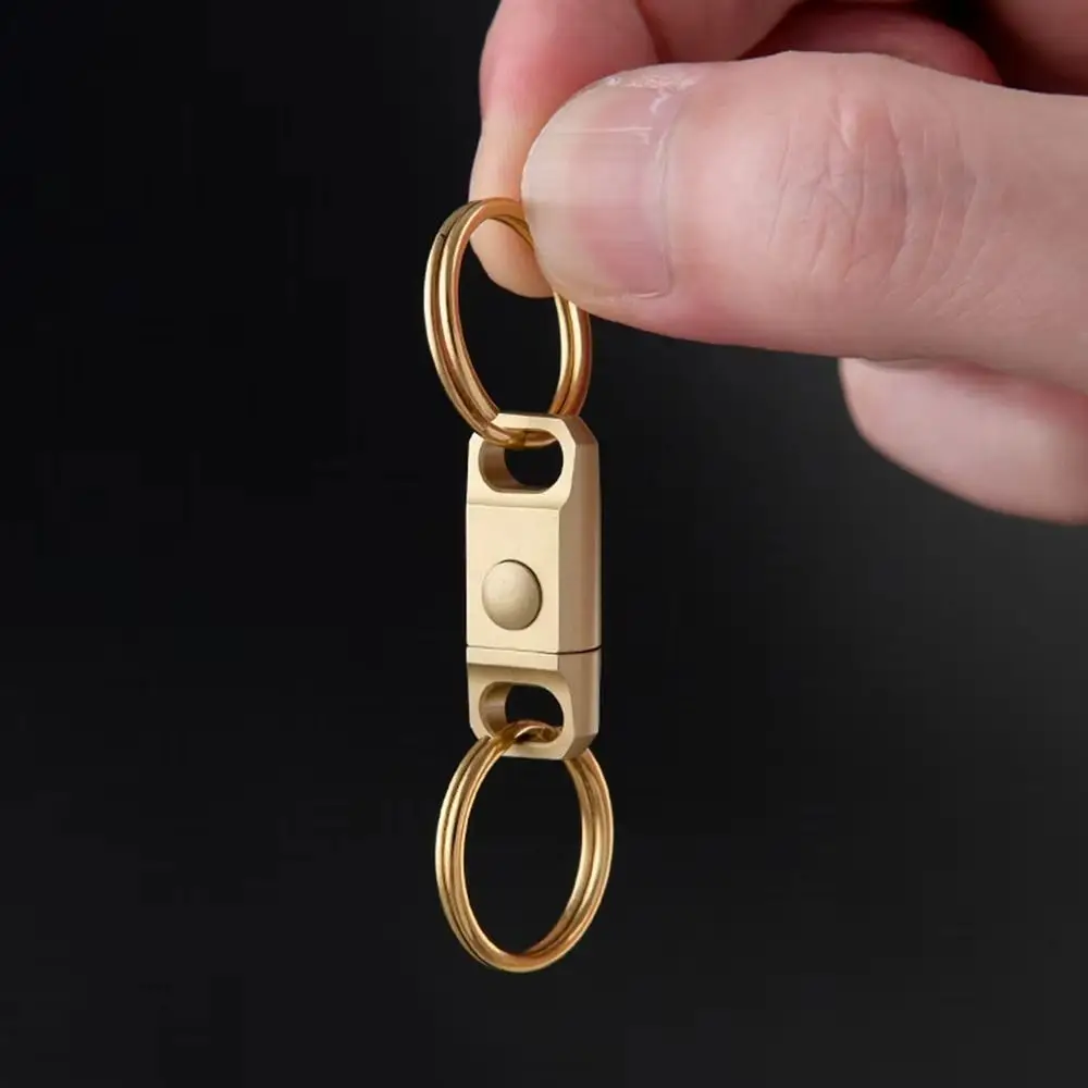 Connecting Buckle Quick Release Keyring Double Headed Quick Pull Mini Keychain Buckle Gold Color Small Brass Key Ring
