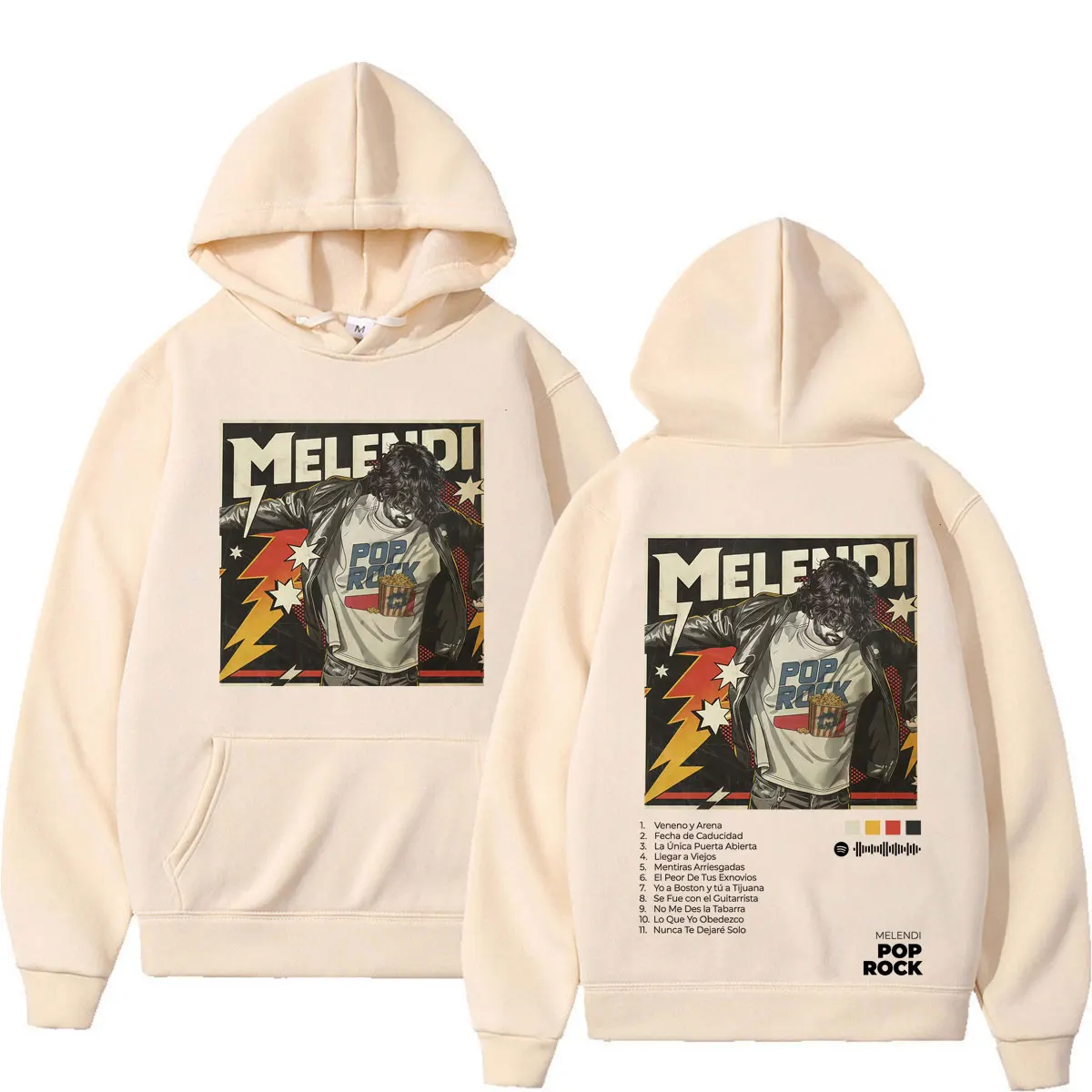 Rapper Melendi Pop Rock Album Tour 2026 Print Hoodie Herren Damen Hip-Hop Vintage Sweatshirt Langarm Locker Lässiger Pullover – Detail 7