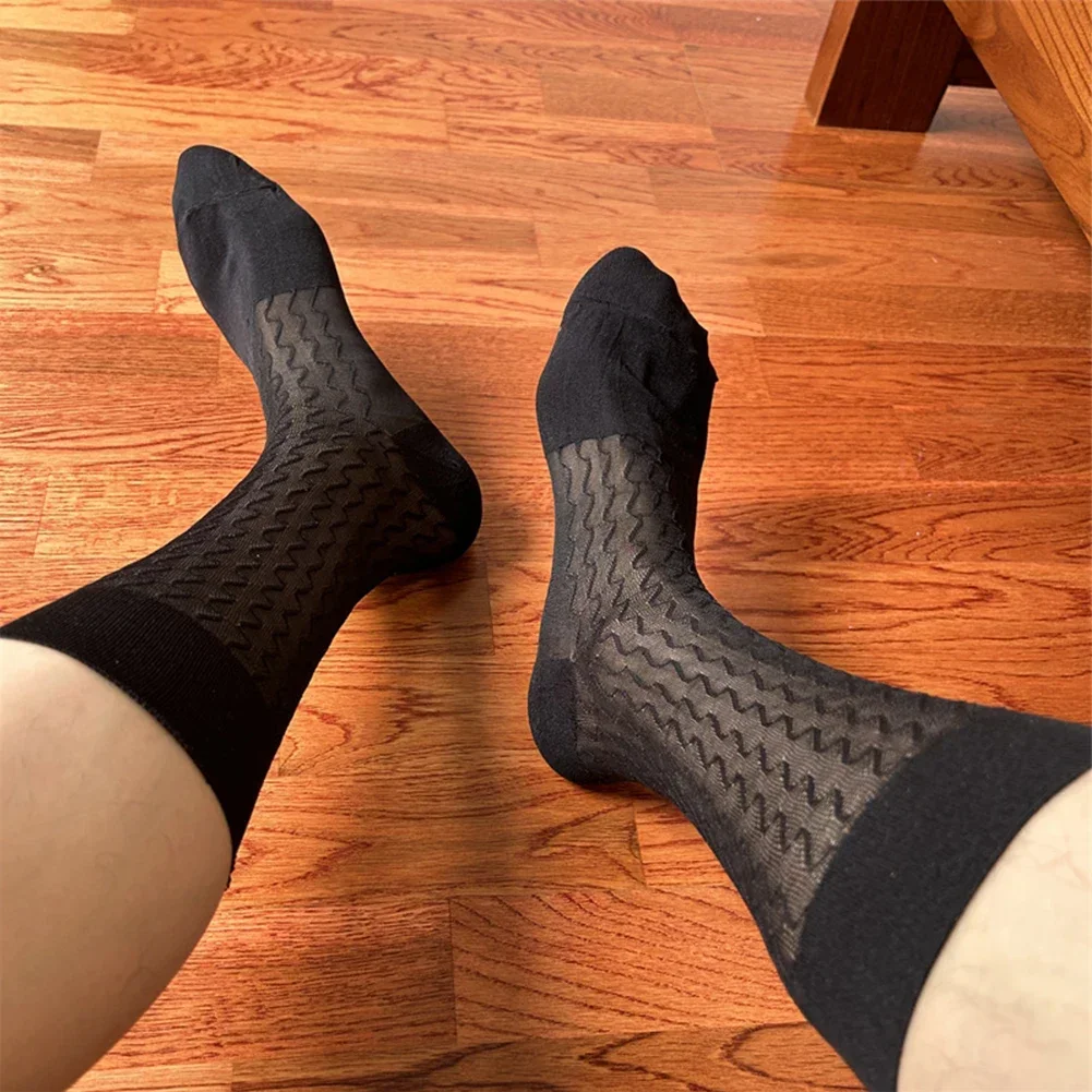 

Formal Business Socks Dress Tube Socks 36-46 Breathable Wave Pattern Socks Breathable Socks Fashion Accessories New Condition