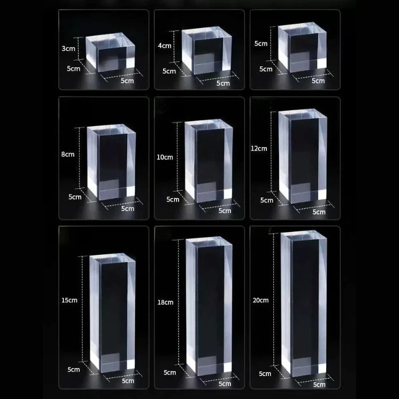 5x5cm Clear Acrylic Crystal Cube Square Column Tiered Display Stand Frosted Base For Jewelry Ornament Photography Props
