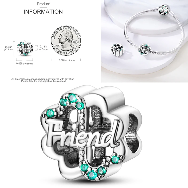 2026 925 Sterling Silber Grüner Glücks-Zirkon Vierblättrige Kleeblatt-Serie Charms Niedliche Hundeperlen Passend für Armbänder DIY Schmuck Originelle Frauengeschenke – Detail 14