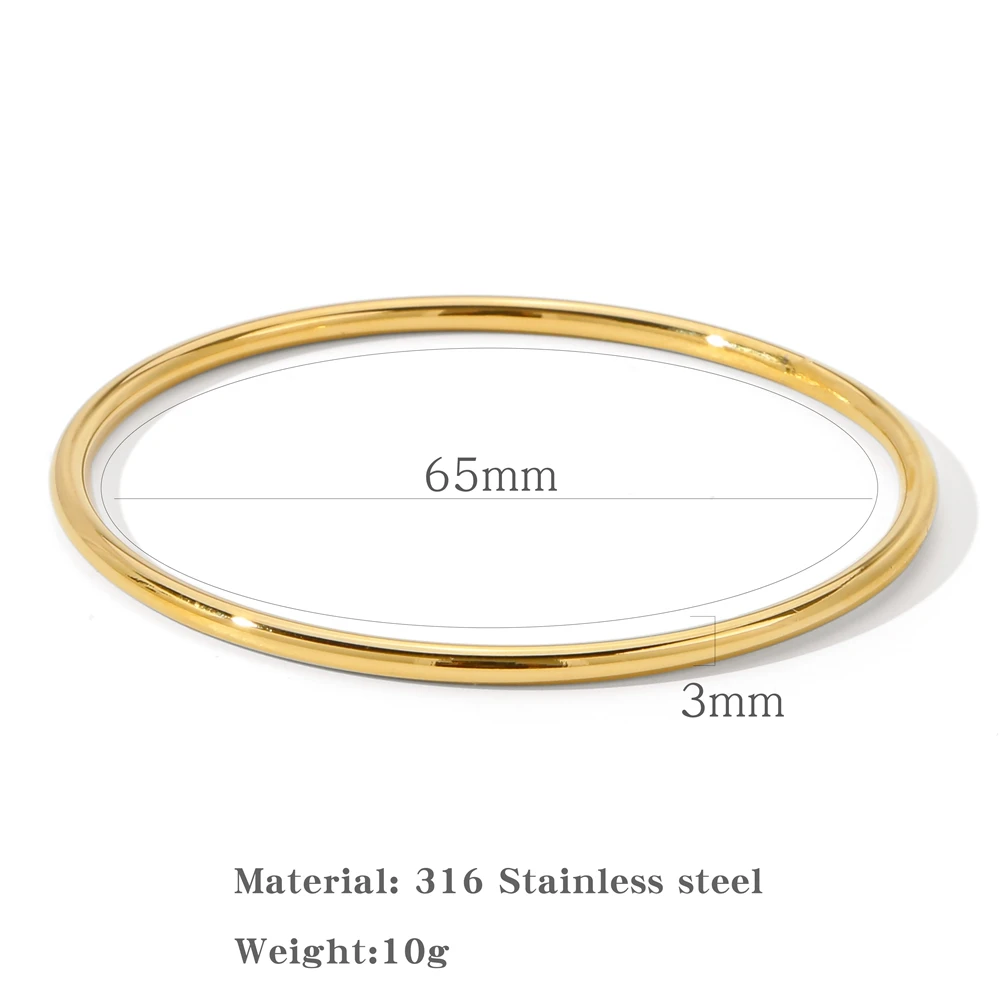 HONGTONG 65mm Polished Textured Waterproof Stainless Steel Big Bracelet Bangle Statement Glossy Minimalist Jewelry High Quality