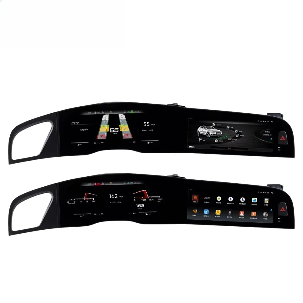 Car LCD Dashboard Panel Carplay Linux System Carplay Virtual Cockpit Instrument Cluster for A4 2009-2016 Dual Screen