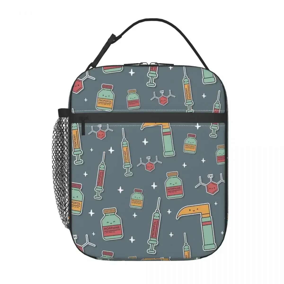 

Insulated Lunch Tote Bag Kawaii Anesthesiology Pattern Nurse Product Storage Food