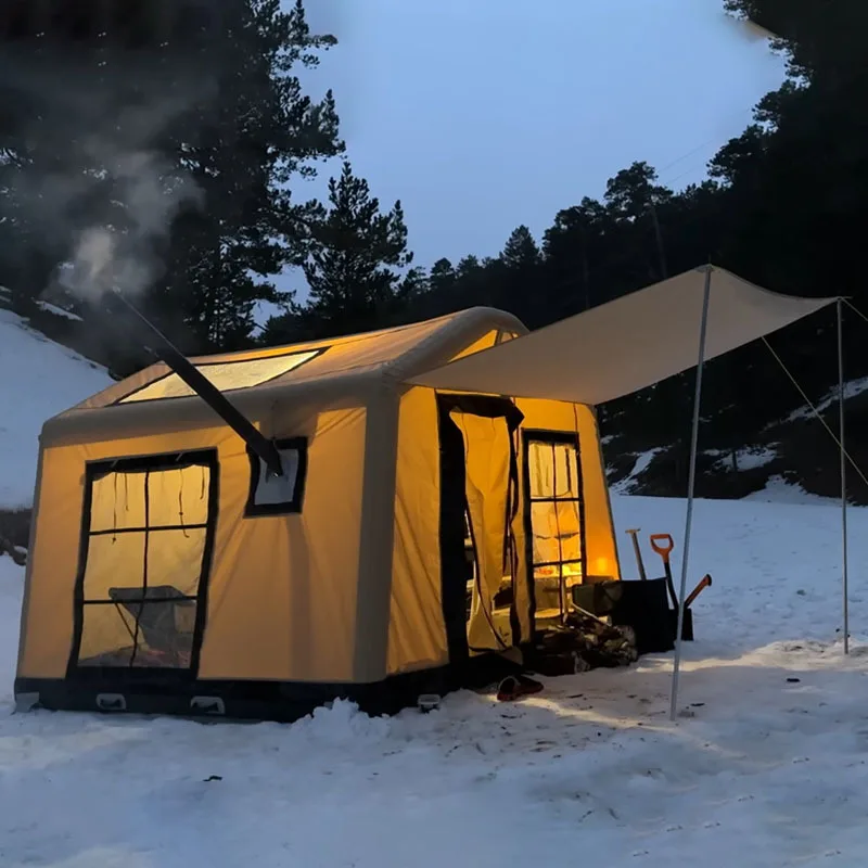 

Outdoor Inflatable Camping Cabin Tent Fully Automatic Large Space Bedroom Living Room Overnight Waterproof Tents House Luxury