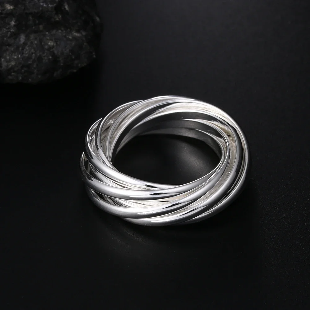 

New 925 Sterling Silver Fine Nine Circles Ring for Women Fashion Folk-Custom Wedding Party Gifts Classic Streetwear Jewelry