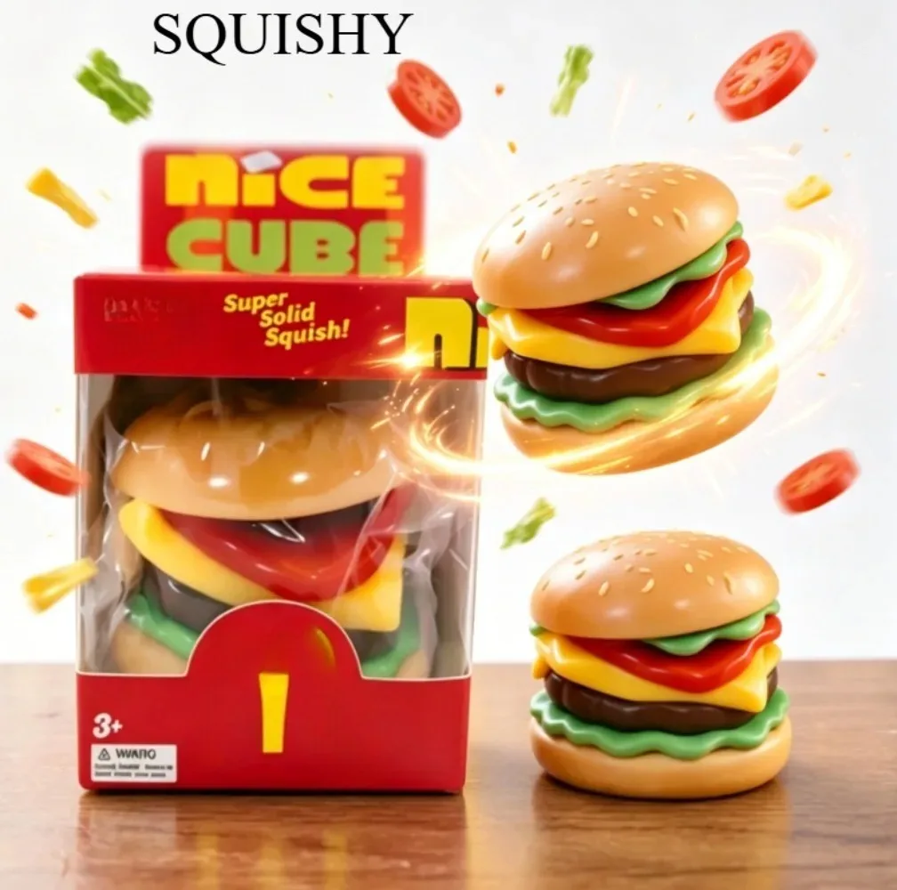 

Hot NeeDoh Burger Squish Blind Box Elastic Squeeze Decompression Fidget Toy For Stress Release