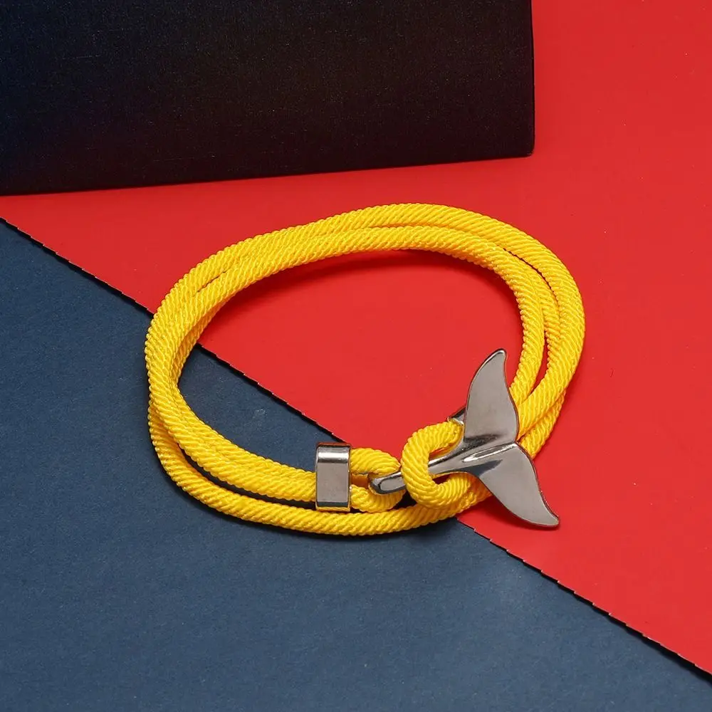 Baleia cauda nicho design na moda casal liga pulseira masculina moda jóias estilo coreano alça de mão trançada corda pulseira