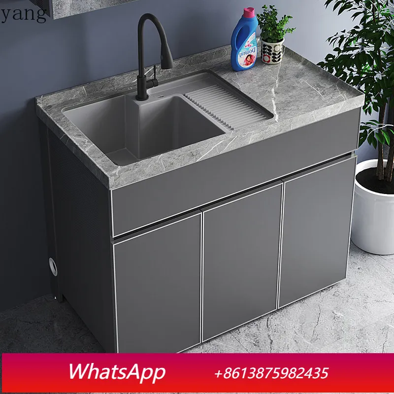 

LHM Aluminum Alloy Balcony Washing Machine Integrated Cabinet Combination Terrace Laundry Sink Sink Basin