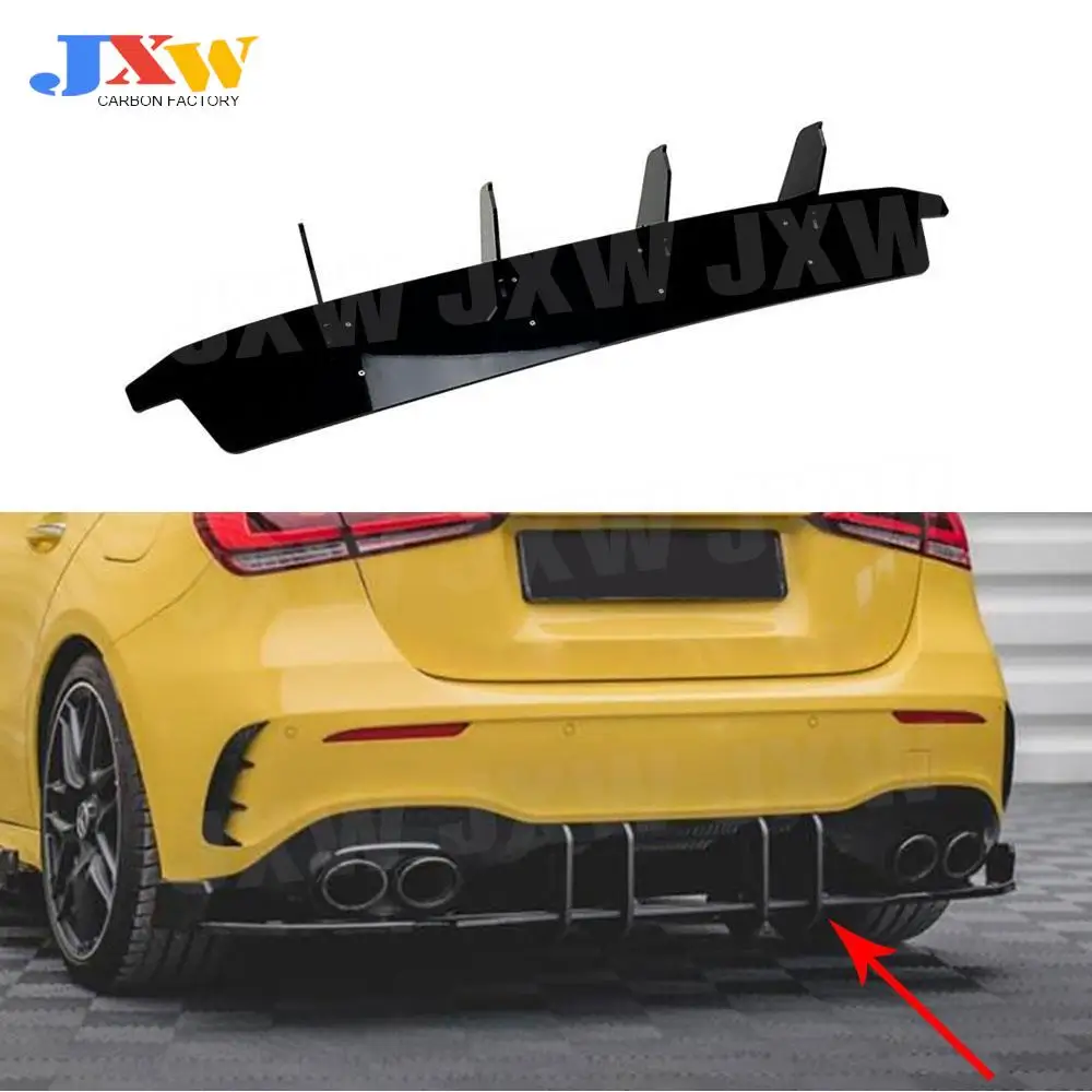 

Car Rear Bumper Lip Diffuser Decoration Fins for Mercedes Benz A Class W177 V177 A35 A45 AMG Hatchback 2019-2023 ABS Gloss Black