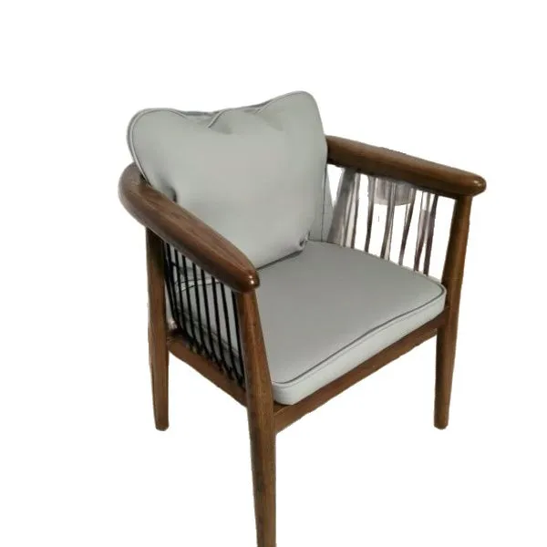 

Light luxury backrest retro solid wood chair new Chinese tea table antique tea chair single sofa chair master chair high-end