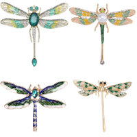 Rhinestone Dragonfly Brooches for Women Unisex Pearl Insect Pins Banquet Party Backpack Gifts Jewelry Accessories