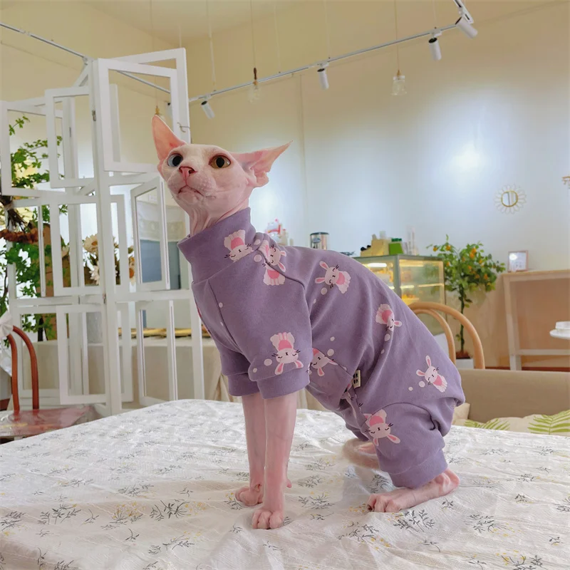 Modischer Sphynx-Katzenpullover, warme Kleidung für haarlose Katzen, bequemer Baumwoll-Rollkragenpullover für Devon Rex Katzen, Oberbekleidung – Detail 7