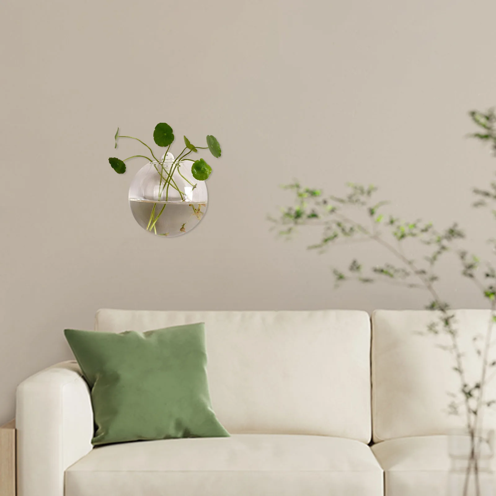 

Hanging Hydroponic Vase Clear Glass Wall Mounted Air Plant Holder Terrarium Succulent Vase Green Decoration Fish Bowl