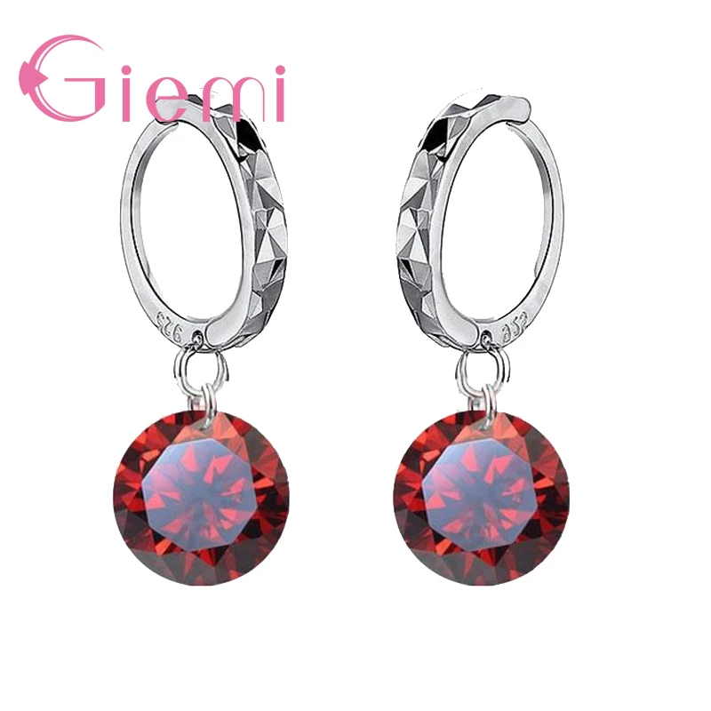 8 Colors Real 925 Sterling Silver High Quality Clear Cubic Zirconia Earrings Pendant For Women Crystal Jewelry Wholesale
