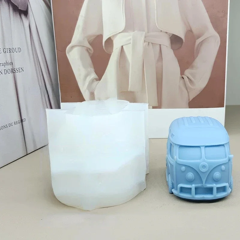 Mini Bus Silicone Candle Mold 3D Car Crafts Resin Plaster Casting Molds DIY Handmade Soap Chocolate Cake Baking Tools Home Gifts