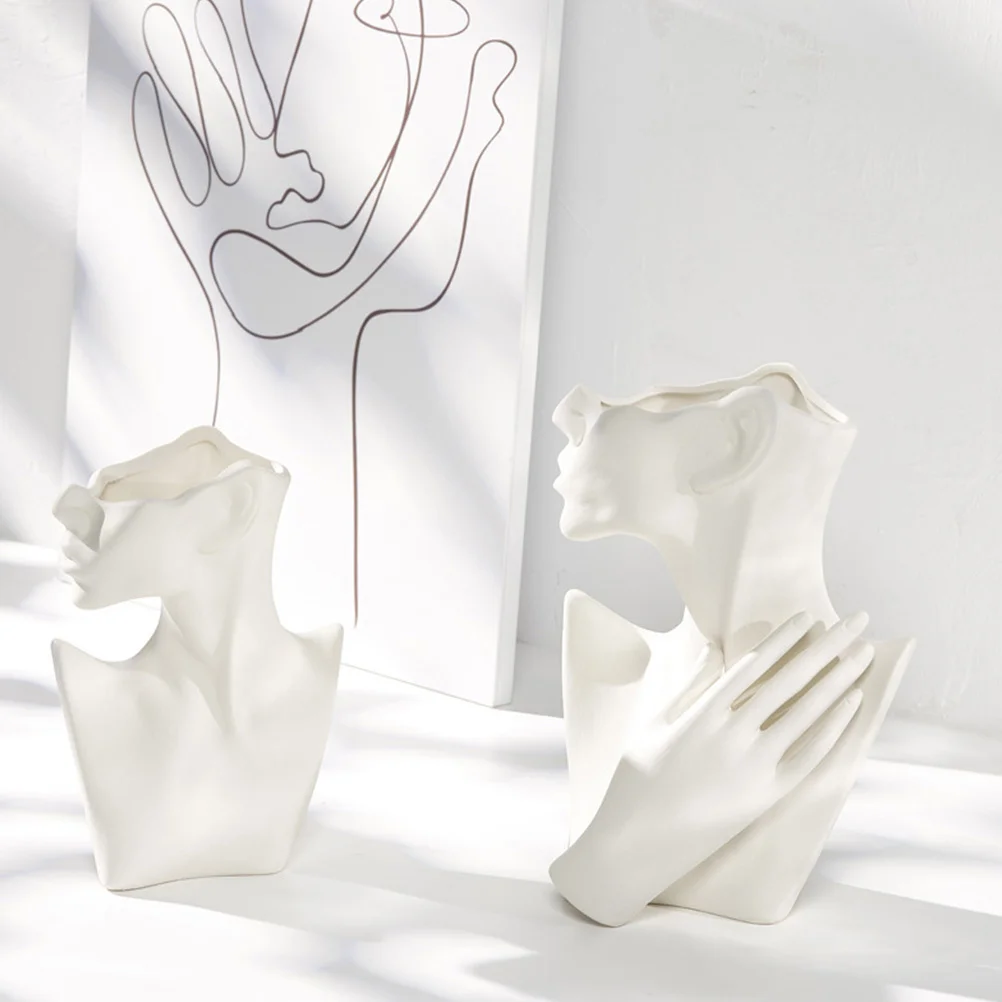 

1Pcs Ceramic Dried Flower Vase Nordic Style Human Body Shape Decorative Vase for Home Office Study Floral Art Container