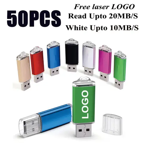 50 pièces/lot USB Flash Drives 4GB 2GB 1GB clé USB 128MB 512MB 32gb 16gb 8gb vente en gros disque métallique USB Logo personnalisé gratuit