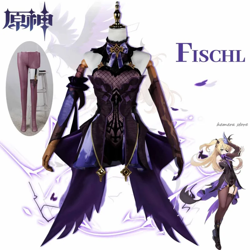 Genshin Impact Fischl Cosplay Costumes Halloween Costumes For Women Uniform Anime Clothes Vestido Dress Suit Wig Cosplay Sexy