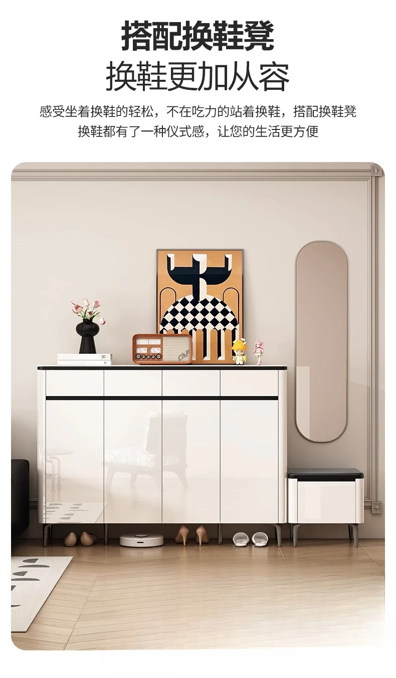 خزانة الأحذية، خزانة تخزين الأبواب المنزلية، المقعد والمقعد المتكامل ضد الحائط 2025 خزانة مدخل المنزل الجديد، #2