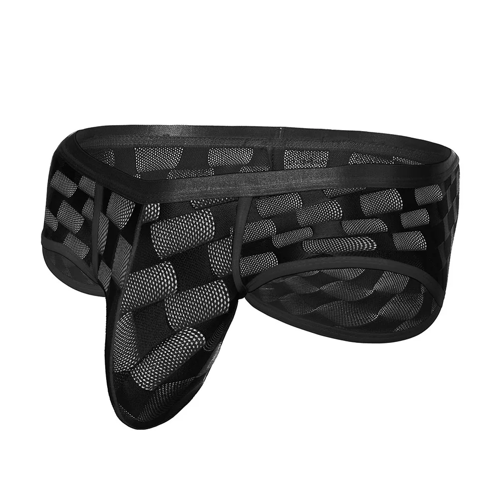 

Sexy Panties Mens Mesh Underwear Gay Sissy Bulge Pouch Boxer Shorts Breathable Thin Lingerie See Through Checkered Underpants