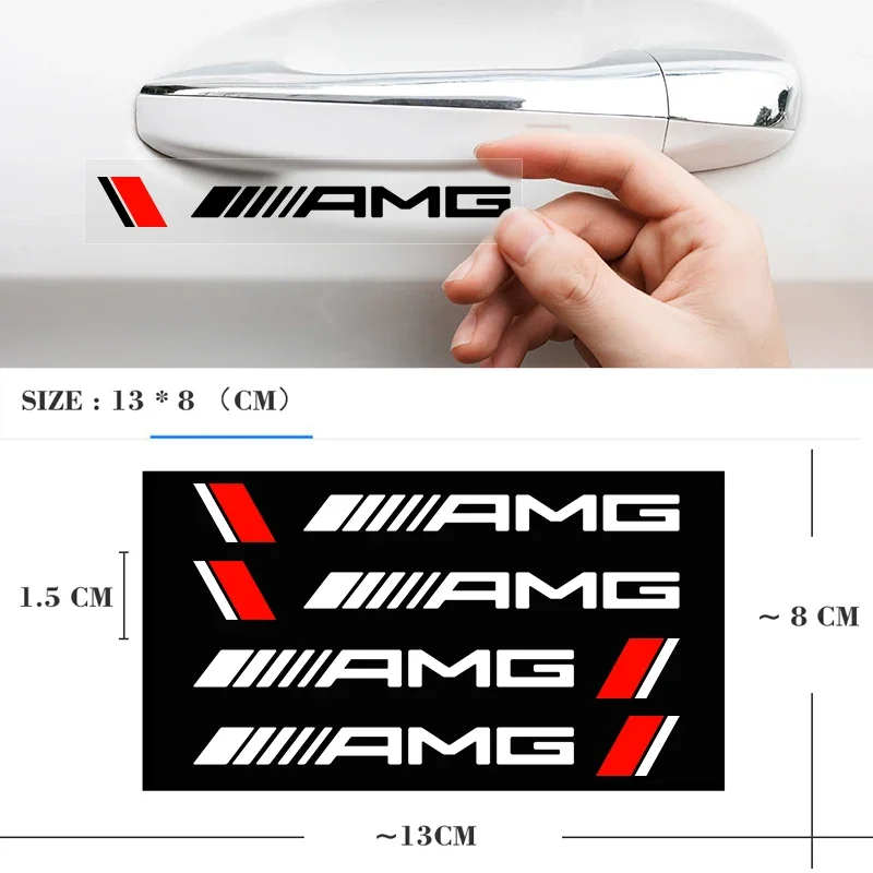 4pcs black white Car Door Handle Stickers Accessories For Mercedess Benzs AMGs W202 W203 W204 W205 W210 W211 W212 W213 W177 V177