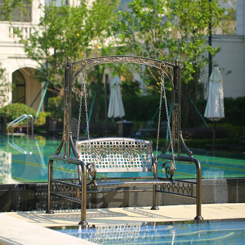 Balcony swing, outdoor swing, sling chair, courtyard, indoor living room, adult double home, European casual cast aluminum swing