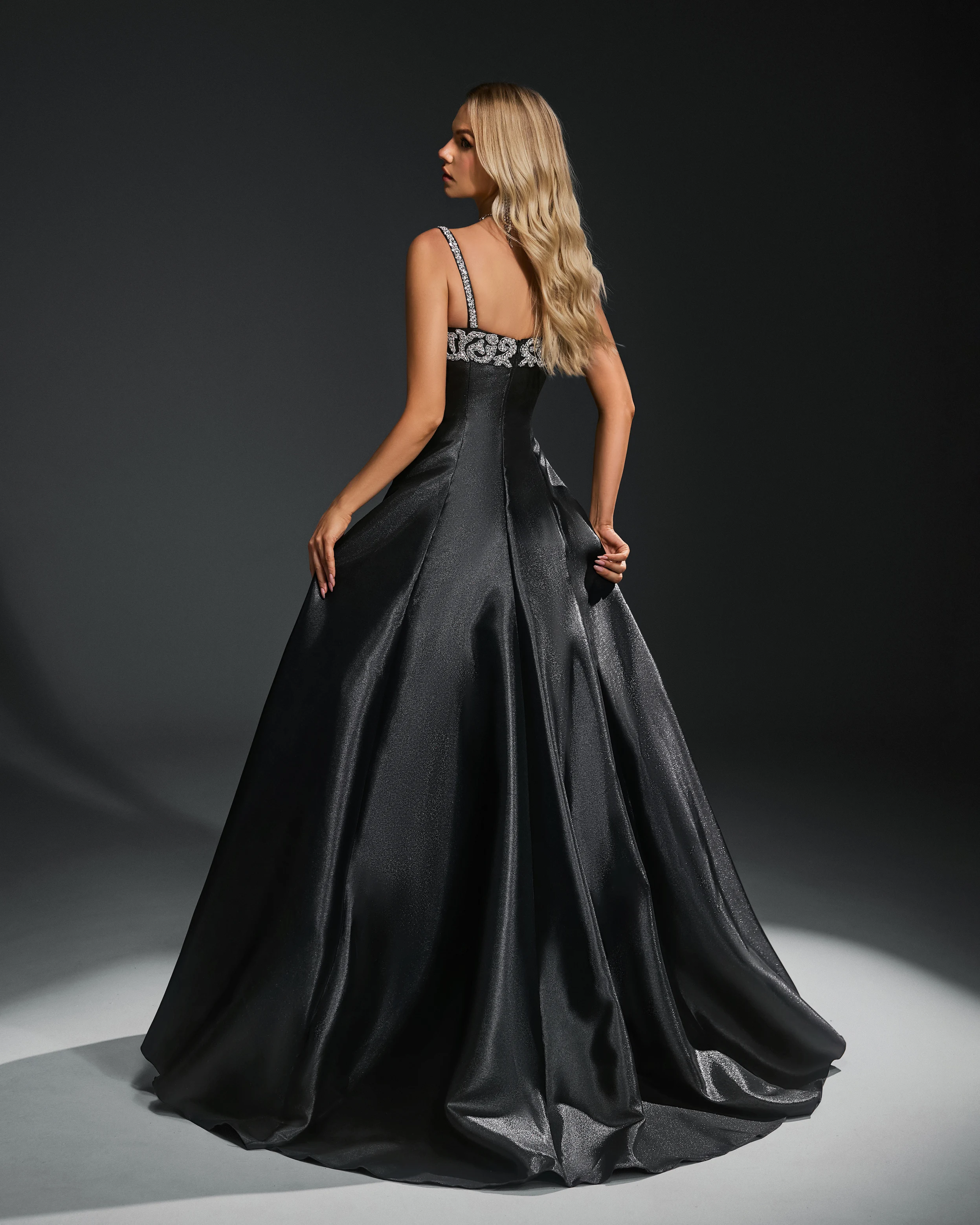 شاليمار تشانغ فستان سهرة أسود مثير ثوب الموضة للسيدات الفاخرة حفل زفاف مخصص للسيدات