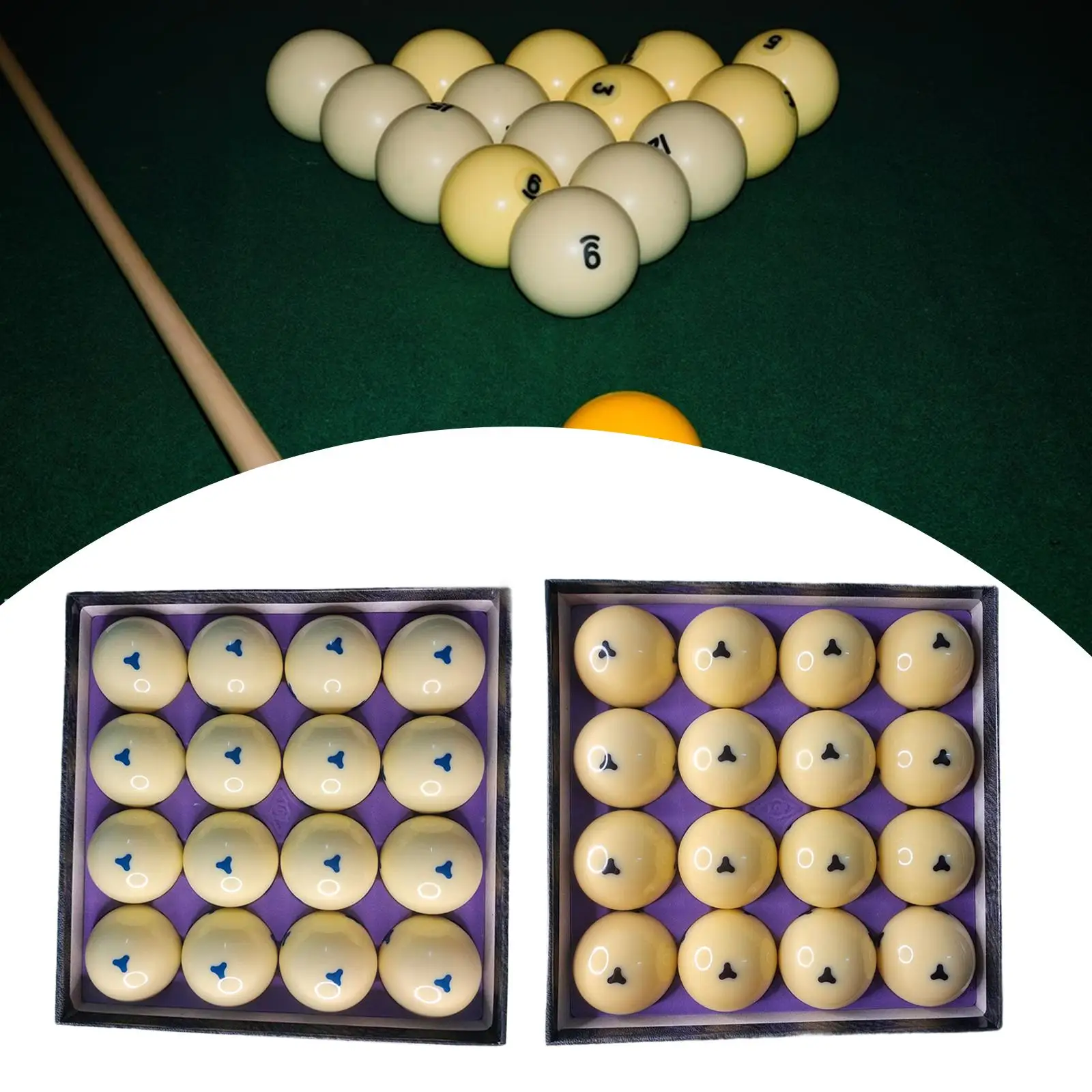 

16 шаров для бильярда, белые ударопрочные с треугольными точками для зала, повседневные энтузиасты, игры, спортивный турнир, комната у бассейна