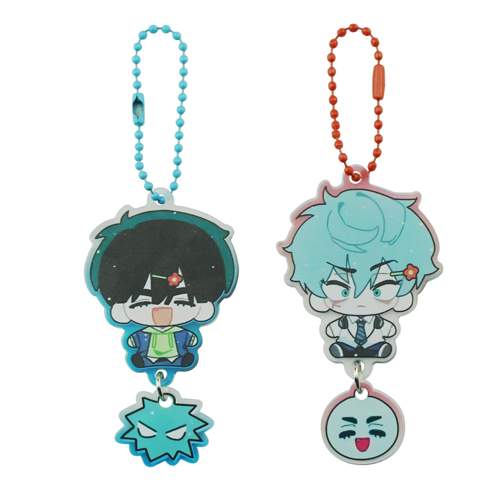 2pcs Anime Alien Stage IVAN & TILL Keychain Heart Bow Phone Charm Cute Beaded Keyring Versatile Backpack Decor Accessories Gifts