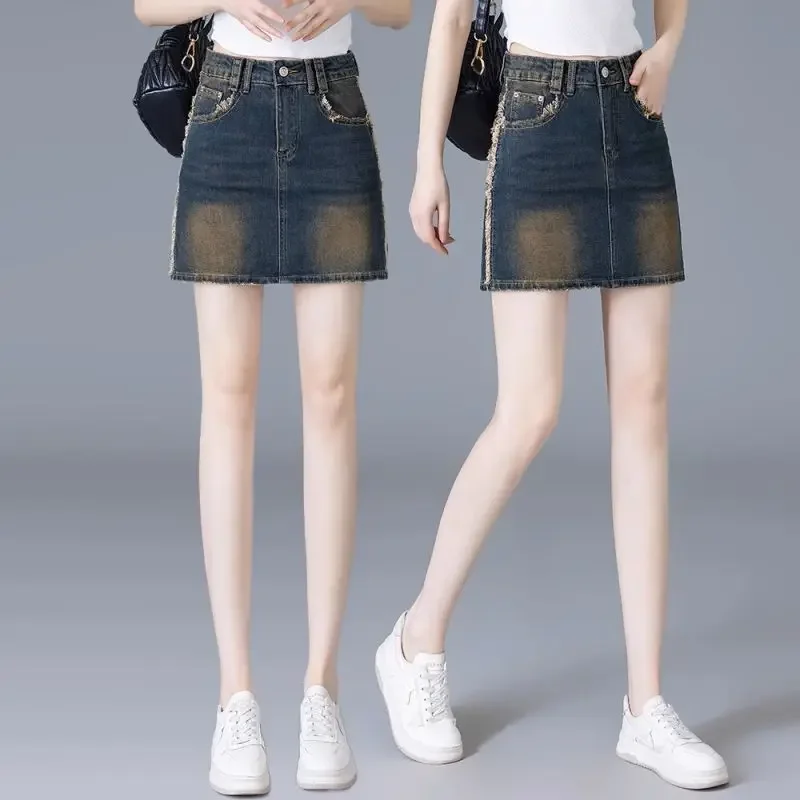 Falda vaquera ajustada corta para mujer, ropa envolvente, tendencia 20225, estética, alta calidad, Y2k, Vintage, moda coreana, faldas vaqueras para mujer
