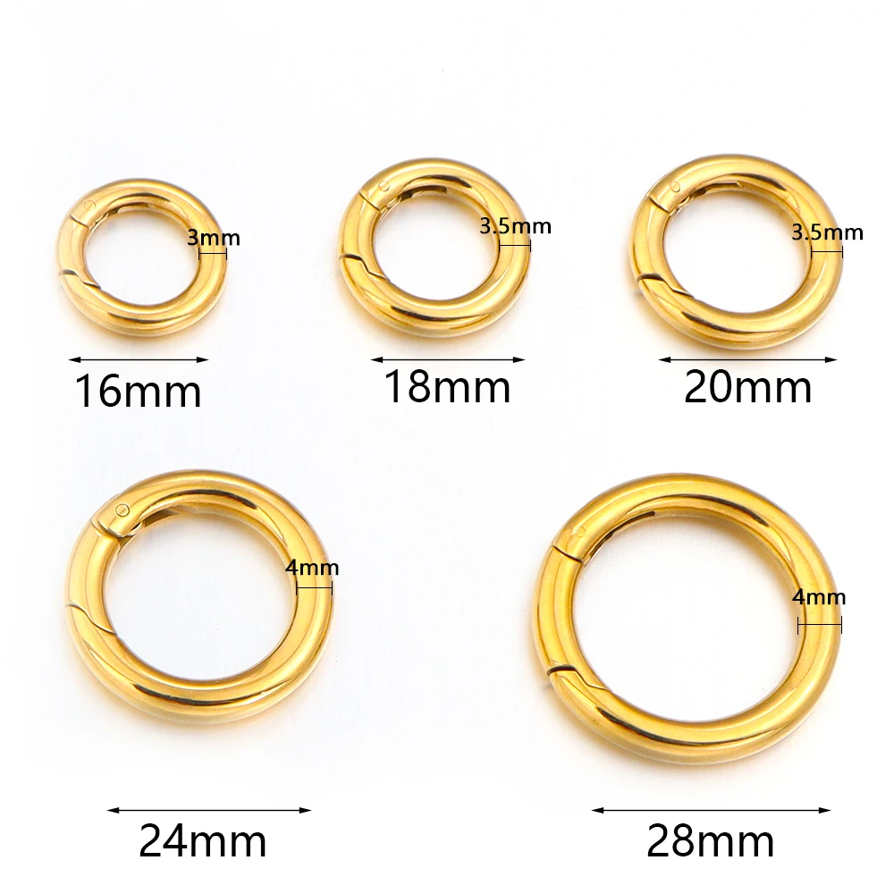 16/18/20/24/28 millimetri In Acciaio Inox O Anello Molla Catenacci Gioielli FAI DA TE Che Fanno Rotondo Moschettone Portachiavi Borsa Pinze Moschettone fibbia