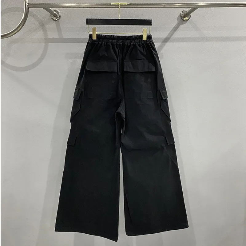 HKSH Men's Spring Autumn New Tide Safari Style Large Pocket Dark Oversized Loose Wide-Leg Casual Cargo Pants Trendy Punk HK21288