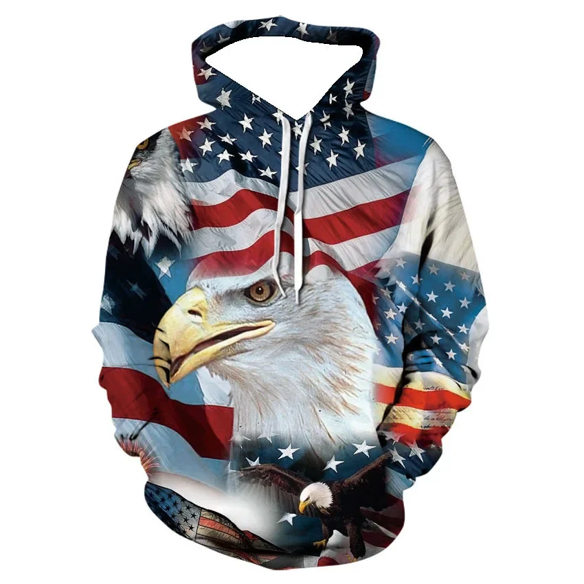 Fashion Cool Men's hoodie 3D Printed Hoodie Edition trend American Flag Eagle Men Sportswear kids Casual Unisex Pullover