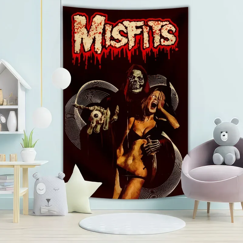 Misfits Rock Band Tapestry Poster Banner Hanging Flags Music Bar Or Bedroom Hall Decor Wall Painting Tapestry # 0@