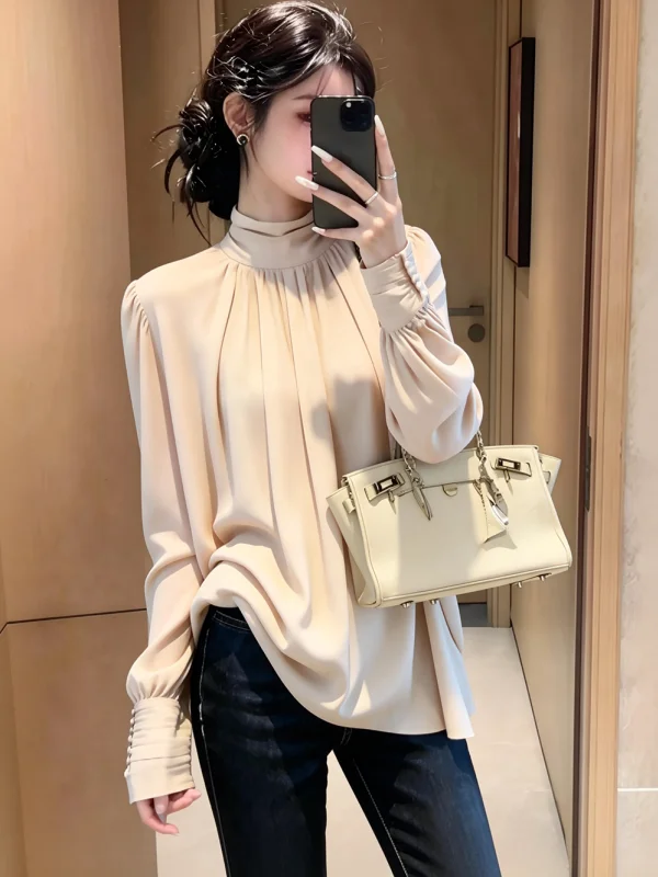 

Slimming Effectiveness Spring 2026 Commute Design Sense Luxury Style Women's Korean Shirt Top High-End Feeling Loose Fi...
