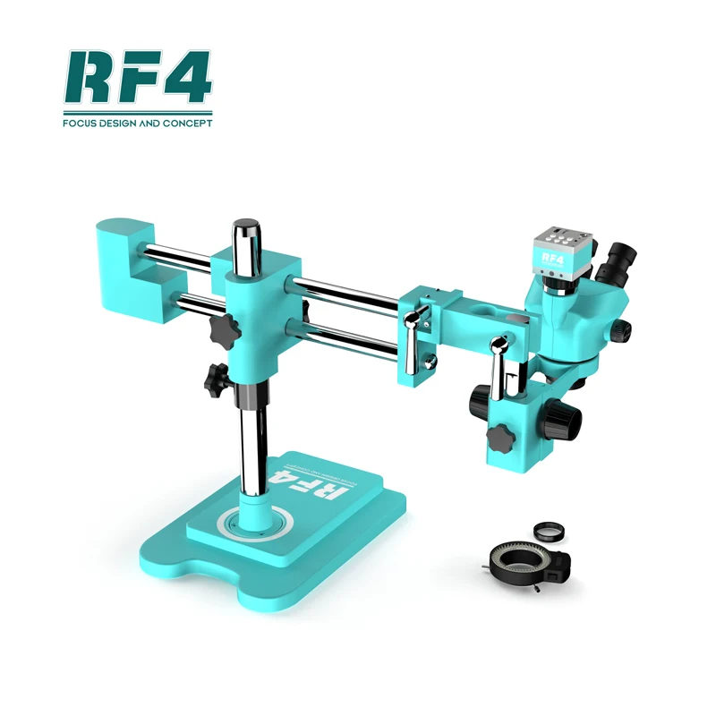 RF4 RF7050TVW-2KC2 Trinocular Microscope Double Arm Support Adjustable Eyepieces 7-50X Continuous Zoom 2KC2 Camera Phone Repair