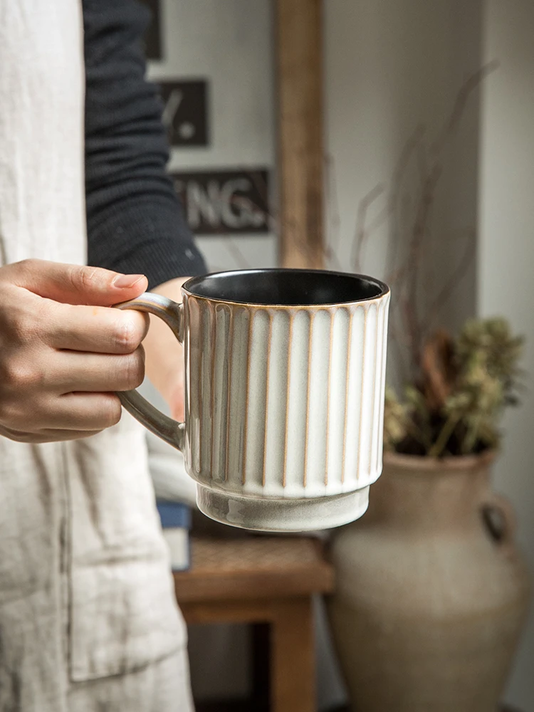 Creative personality mug breakfast cereal milk cute ceramic cup daily household large-capacity Retro coffee cup