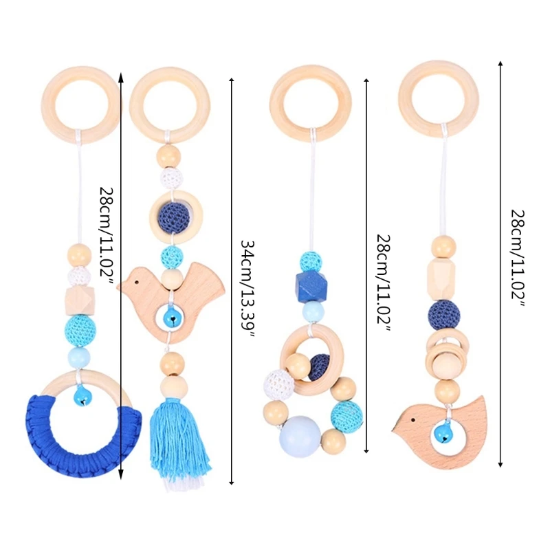 Q0KB 4 Pcs/Set Baby Sensory Toys for Play Gym Frame Activity Hanging Pendants Fitness Rack Decorations Stroller Ornaments Rat