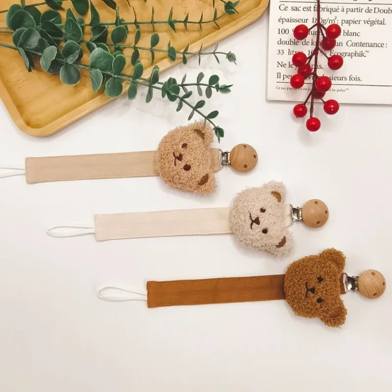 1/2pcs Baby Pacifier Chain Clips Holders Anti-drop Chain Cartoon Stuffed Bear Teething Clips Teether Toy Soother Pacifier Strap