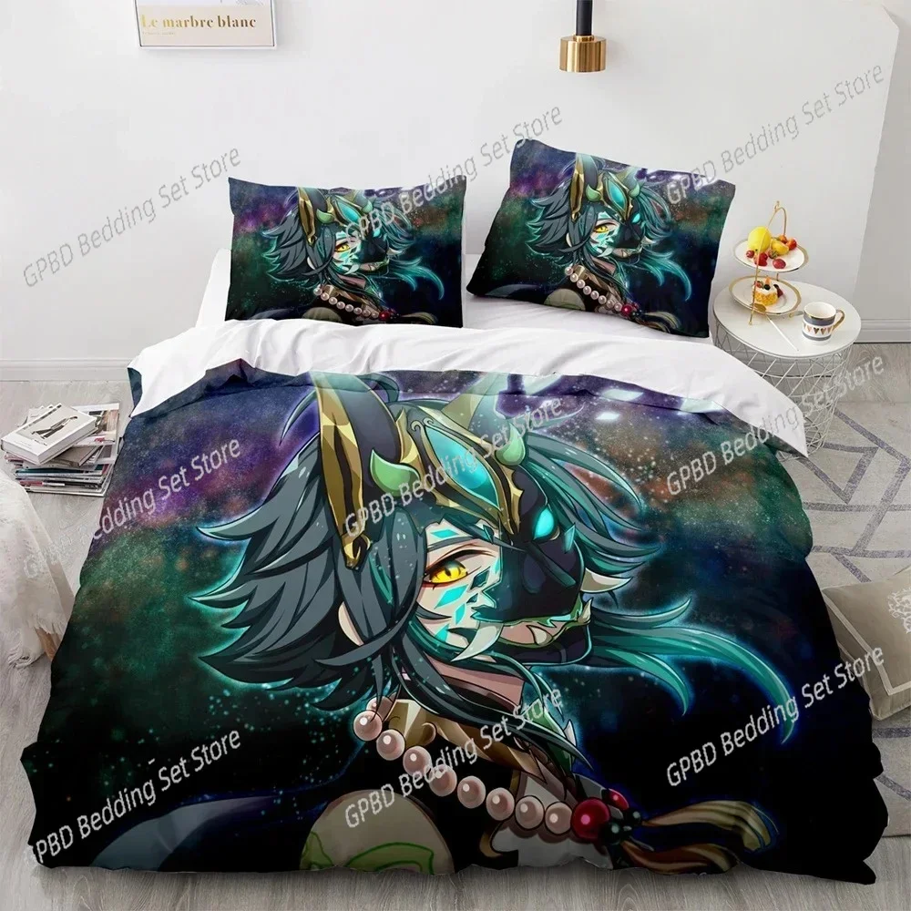 

3D Printed Genshin Impact 3D Bedding Set Duvet Cover Pillowcases Single Twin Full Queen King Size Home Decor Quilt Boys Gift