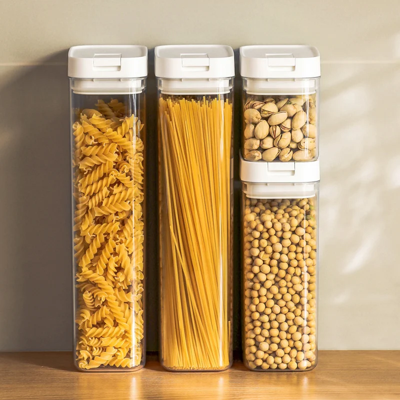 Food Grade Plastic Storage Container Set for Flour Cereal Spaghetti Pasta Large Airtight Leakproof Dry Food Sugar Dispenser Jar