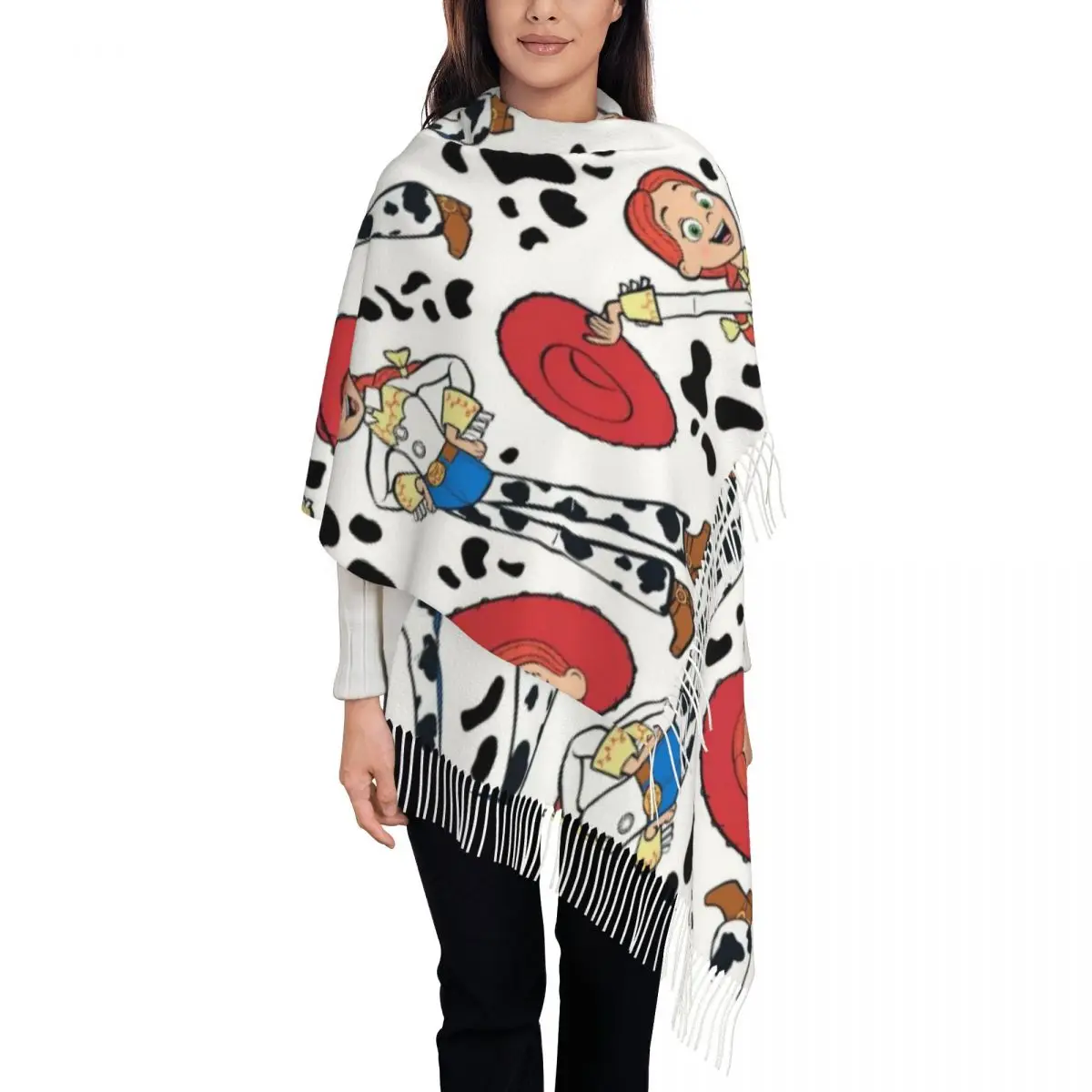 

Роскошный шарф с кисточками из мультфильма «История игрушек», женский зимне-осенний теплый платок, женские шарфы