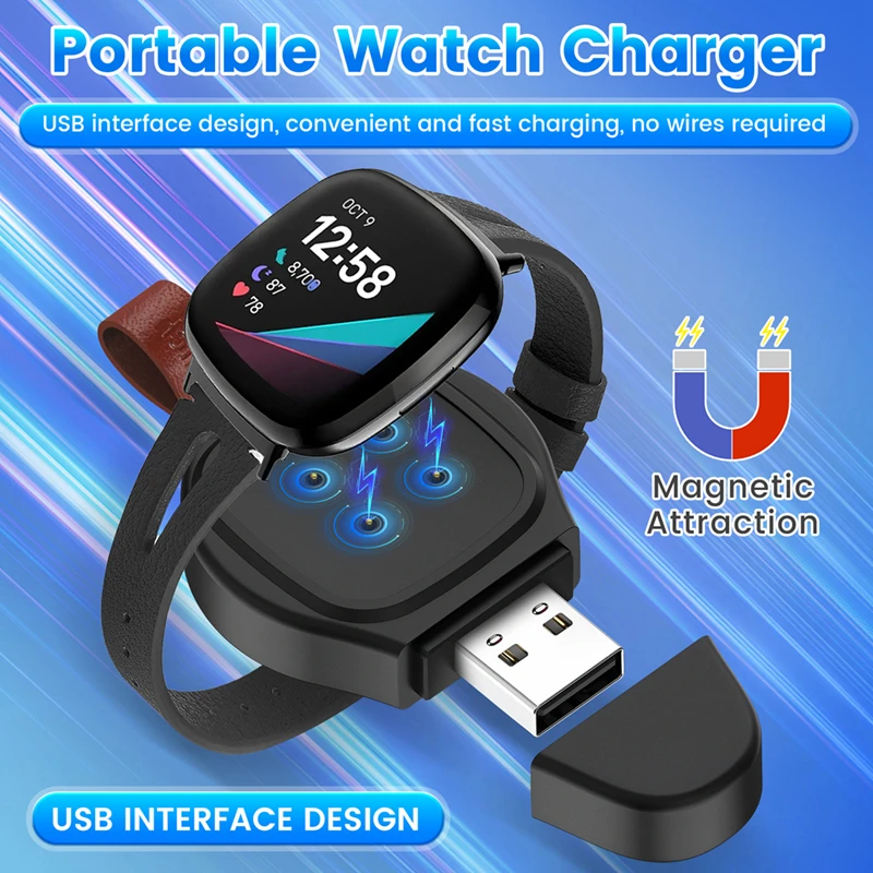 Charger For Fitbit Versa 3/Sense Watch Portable USB Interface Watch Charger
