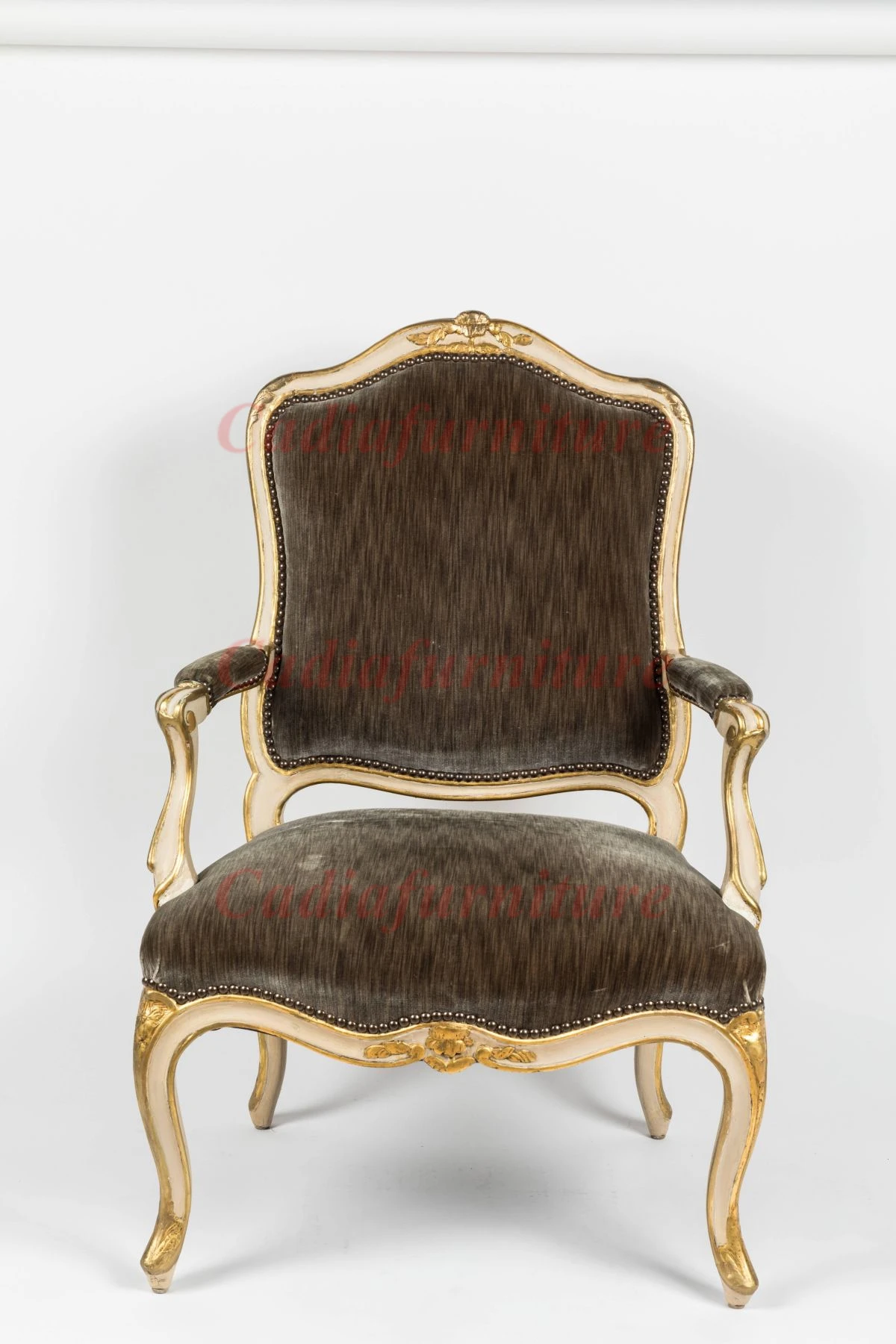 Elegant Armchair Simple Style Living Room Furniture French Country Wooden Frame Fabric Accent Chairs