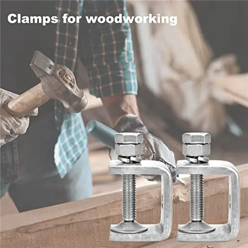 A7THK-12 Pcs 1 Inch Stainless Steel Small C-Clamp For Woodworking, Heavy Duty Metal U-Clamps Mini Desk Tiger-Clamp