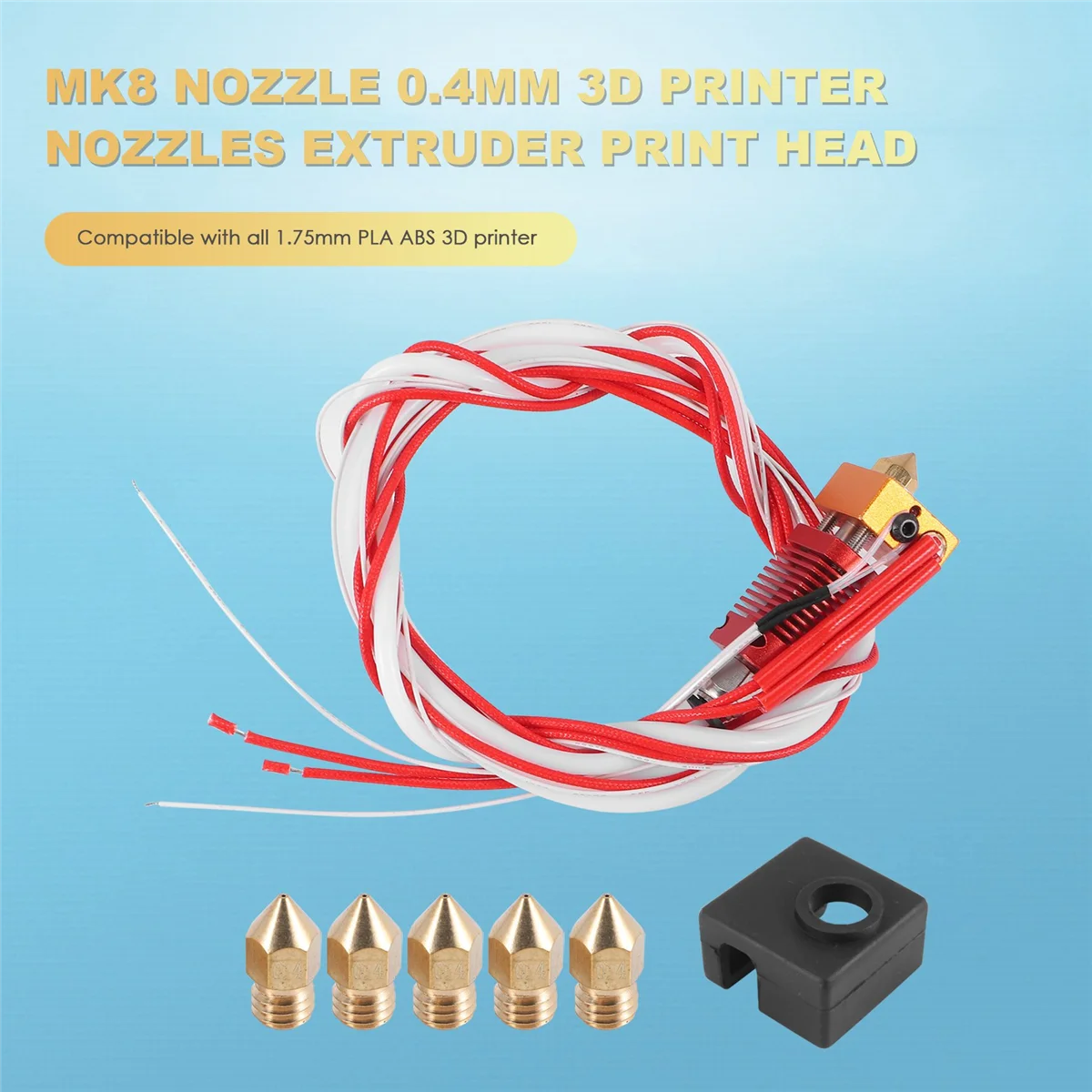 3D-Druckerextruder montiert mk8 Hot End Kit für 3 / 3 Pro mit Aluminium-Heiz block, 1,75mm, 0,4mm Düse