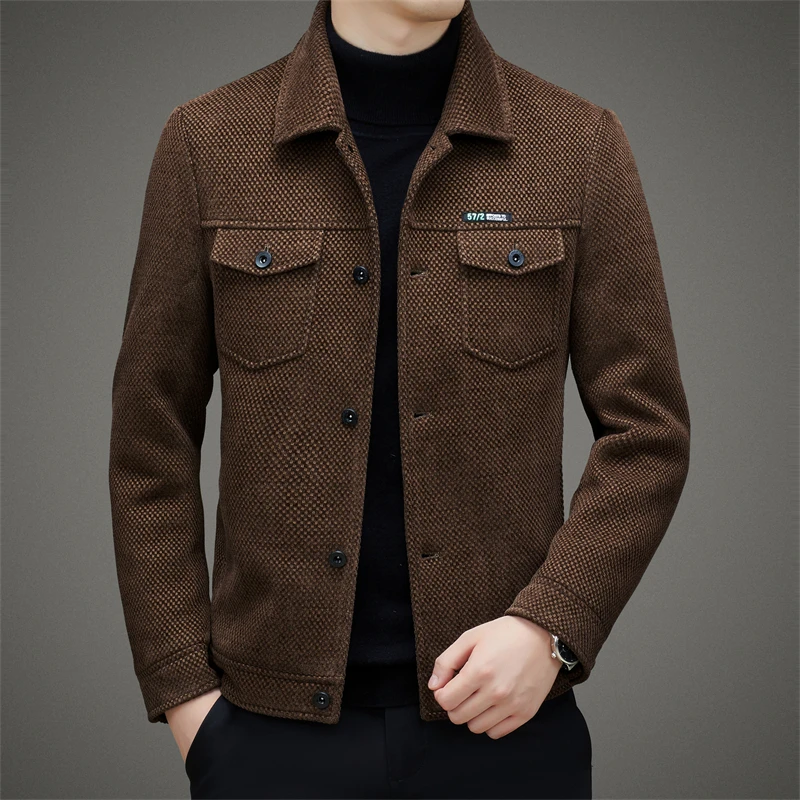 

Men's Thick Casual Coat High Quality Lapel Trend Spring Autumn Jacket 2026 New Middle-aged Dad Wear Top All