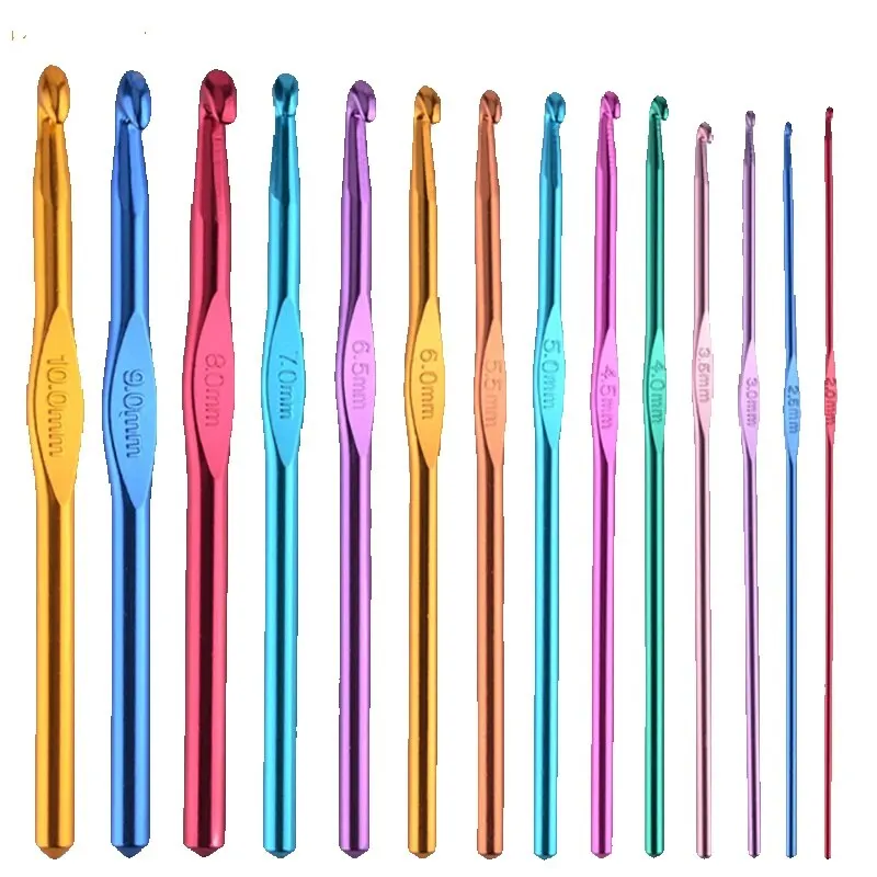 KOKNIT 1 szt. Aluminiowe szydełko Multicolor mieszane 2-10mm igły dziewiarskie hak DIY Craft przędza igła do szycia na prezent dla mamy — zdjęcie 2