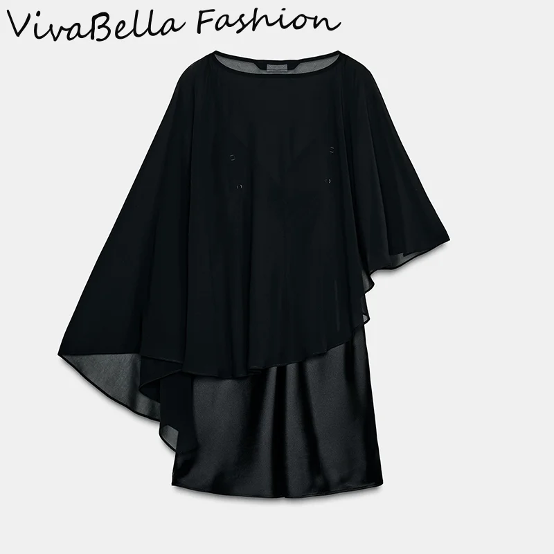 Elegantes, gestapeltes kurzes Satin-Kleid für Damen, V-Ausschnitt, verstellbare Spaghettiträger, geteilter, transparenter Kittel, 2025, NEU, durchsichtiges Damenkleid